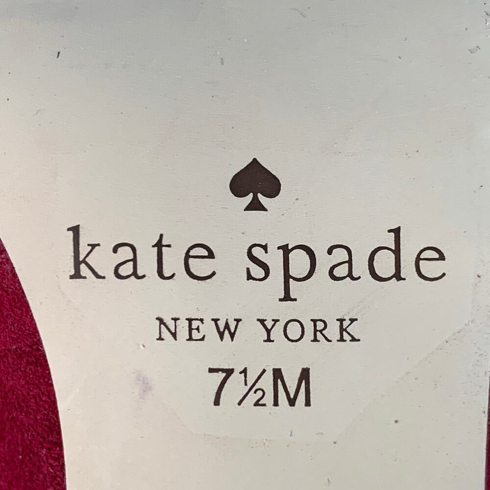 KATE SPADE Size 7.5 Burgundy Suede Floral Applique Kitten Heel Pumps - Picture 8 of 8